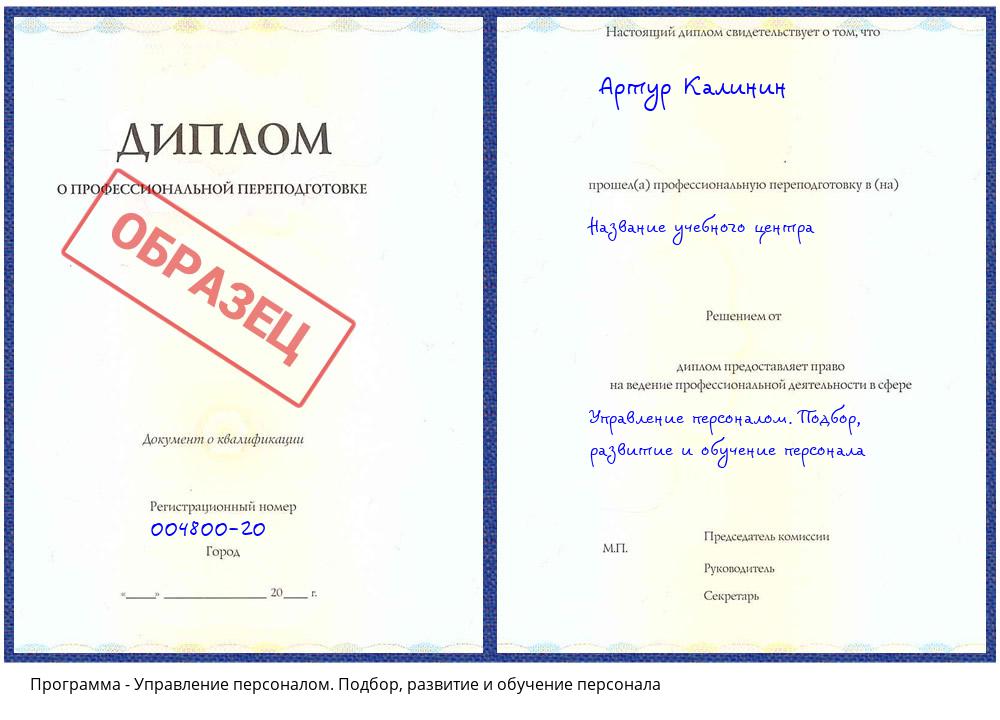 Управление персоналом. Подбор, развитие и обучение персонала Усть-Кут