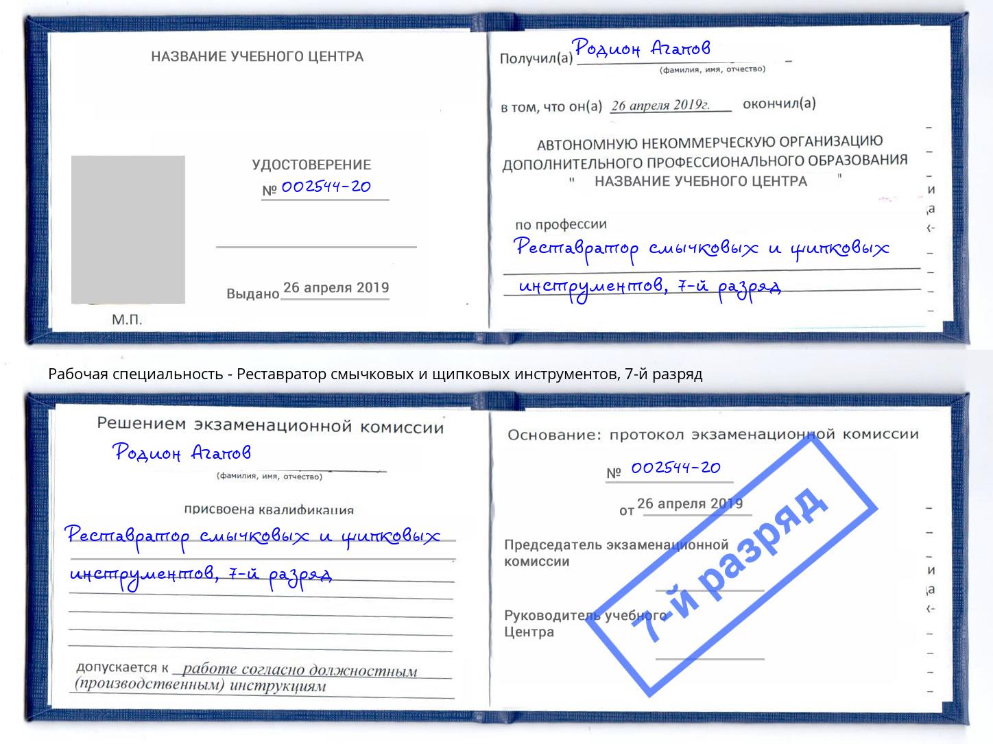 корочка 7-й разряд Реставратор смычковых и щипковых инструментов Усть-Кут