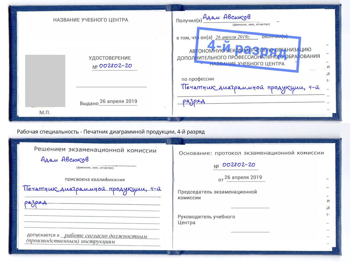 корочка 4-й разряд Печатник диаграммной продукции Усть-Кут
